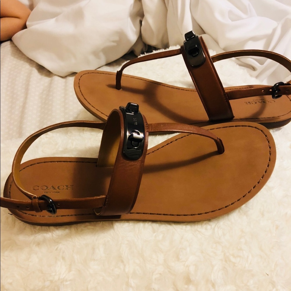 Like NEW Coach sandals. Tan/camel 9.5